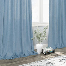 Load image into Gallery viewer, Light Filtering Blue Linen Curtains 84" - Stylish Back Tab Drapery for All Rooms