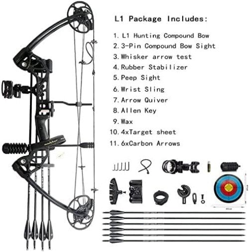 Adjustable 0-70 Lbs Compound Bow with Accessories - Perfect for Beginners