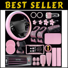 Load image into Gallery viewer, Fashionable Light Pink Car Accessories Bundle: Steering Cover &amp; Phone Holder
