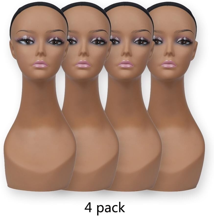 Gift-Ready 4 Pcs Mannequin Head Set - Perfect for Wig & Facial Accessory Display