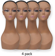 Load image into Gallery viewer, Gift-Ready 4 Pcs Mannequin Head Set - Perfect for Wig &amp; Facial Accessory Display