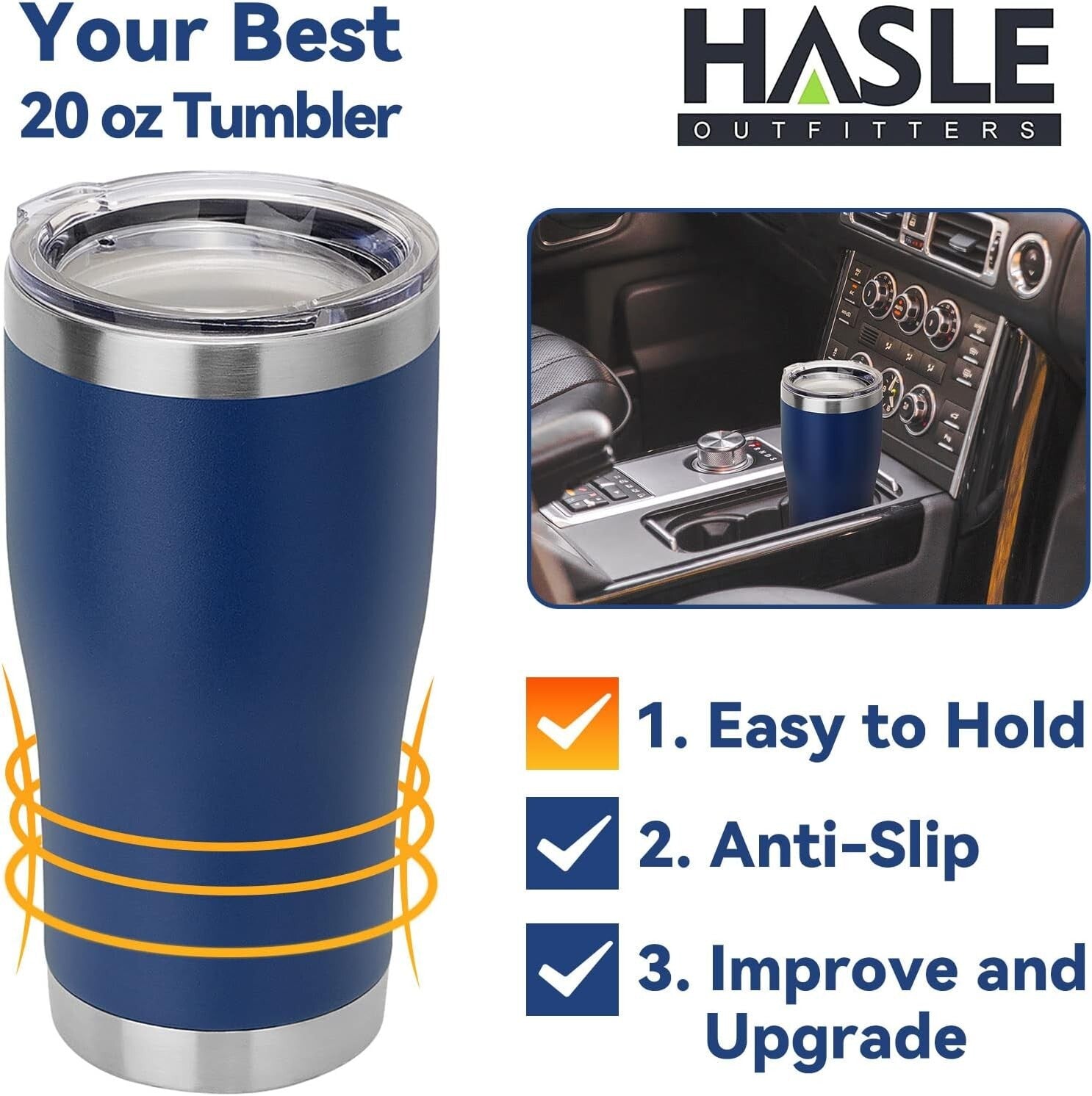 BPA-Free 20 oz Navy Blue Tumblers - 6 Pack Stainless Steel for Travel & Home Use
