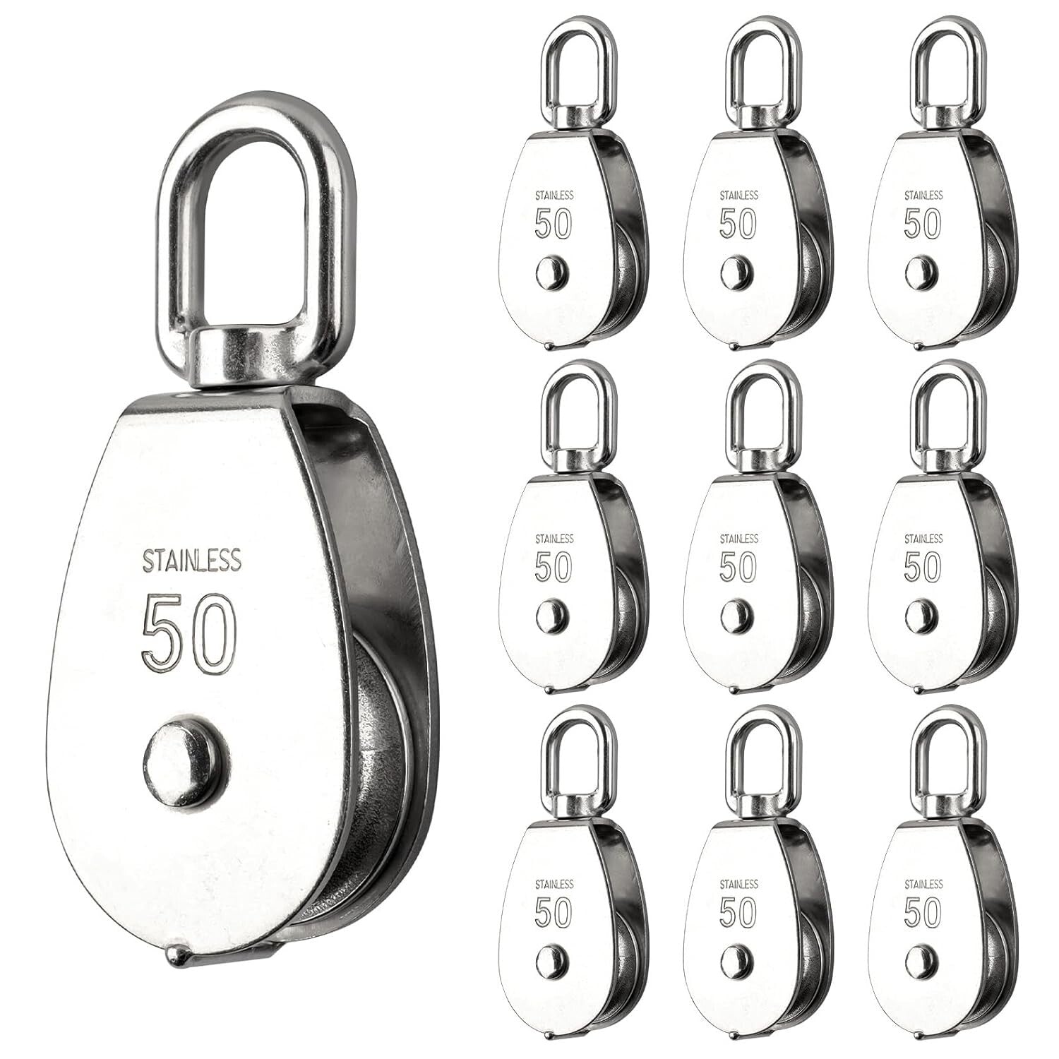 Durable 10 Pcs Heavy-Duty Pulley Block Set, Ideal for Indoor & Outdoor Use