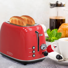 Load image into Gallery viewer, Stylish 850W Retro Toaster: 2 Slice, 1.5'' Slots, Defrost &amp; High Lift Features