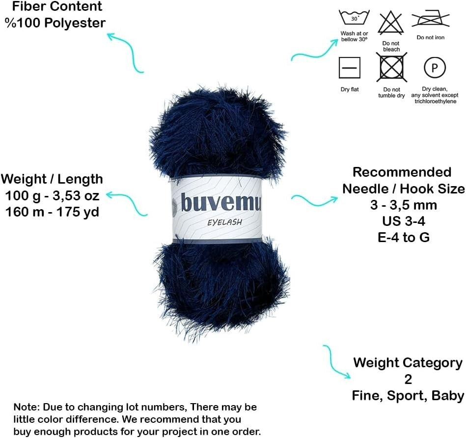 10 Pack Night Blue Eyelash Yarn - Soft Polyester for Unique Accessories