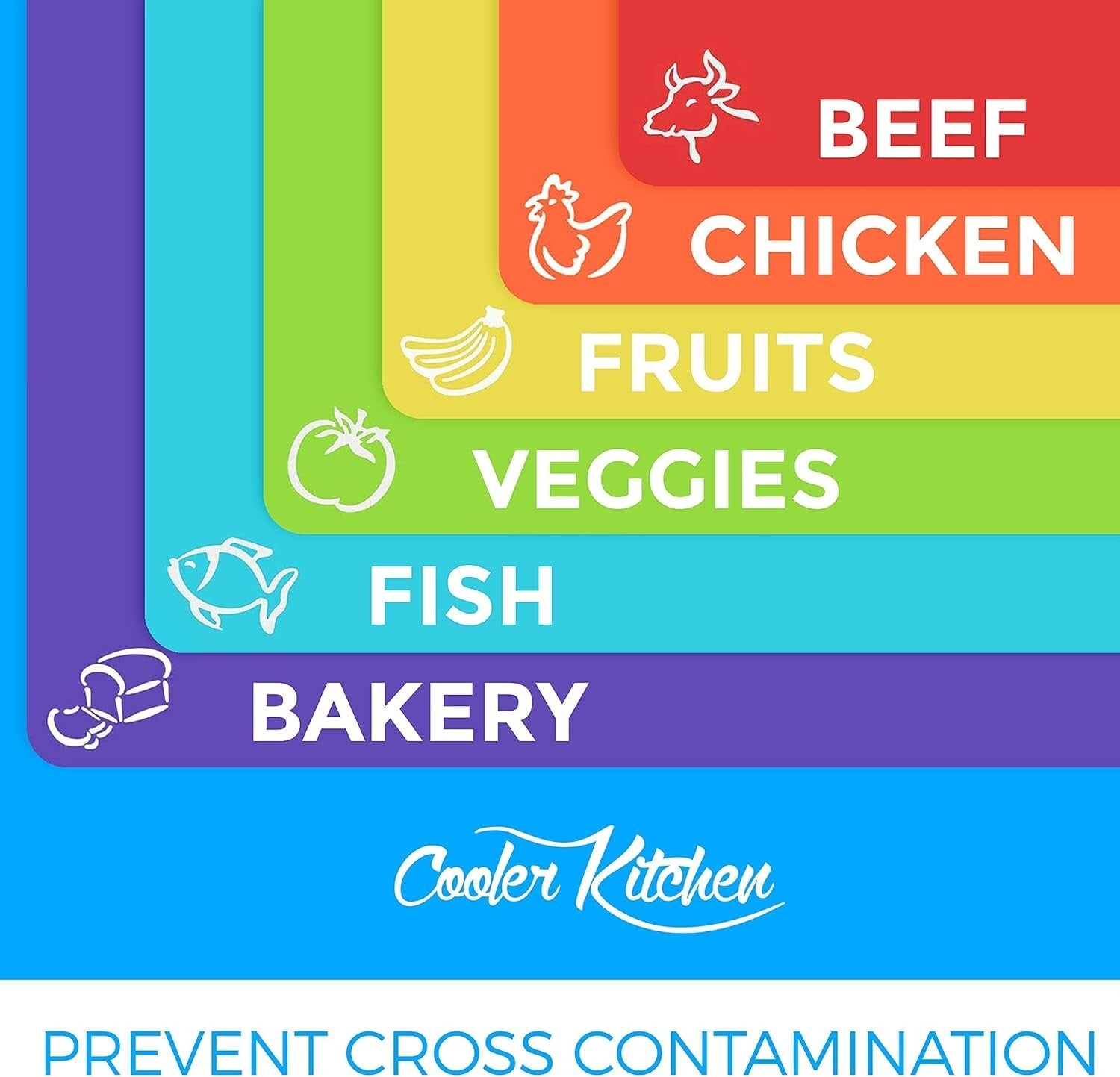 Durable Bamboo Cutting Board with Color-Coded Flexible Mats for Kitchen Safety