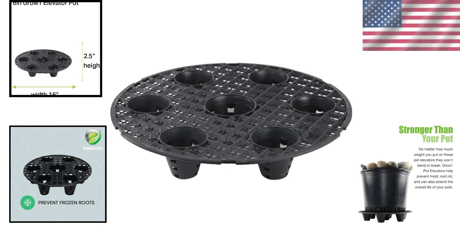 16-Inch Pot Elevators - 6-Pack of Durable Plant Risers for Optimal Drainage