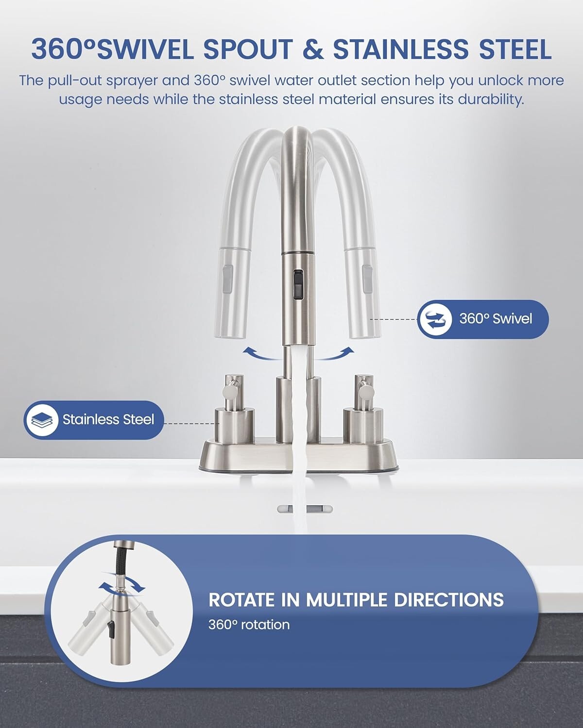 Elegant 4-Inch Centerset Bathroom Faucet with Dual Handles & Easy Drain Assembly