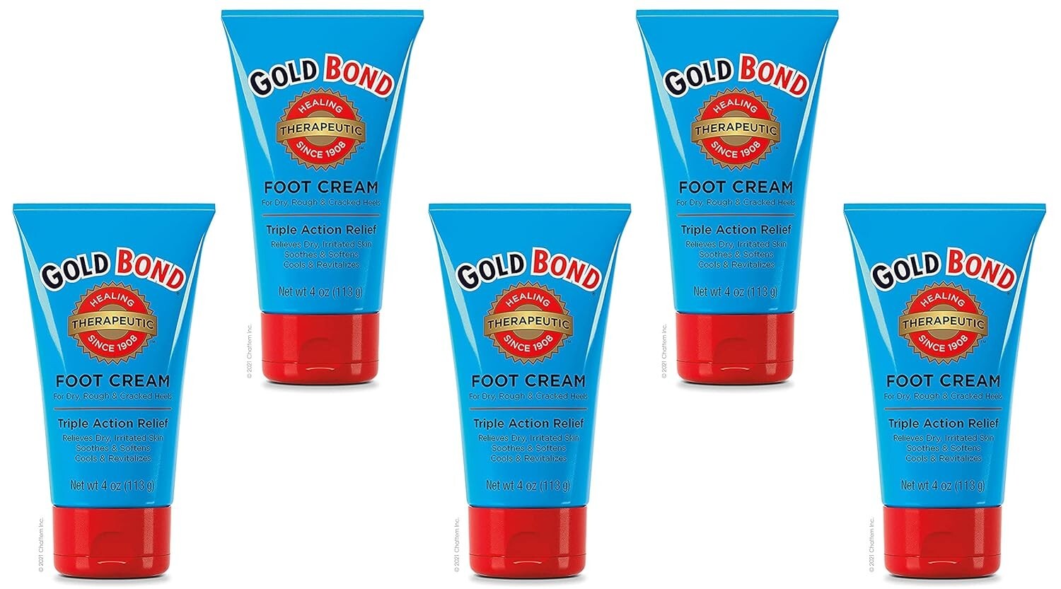 Gold Bond 5-Pack Therapeutic Foot Cream 4 oz - Restores Hydration & Softness