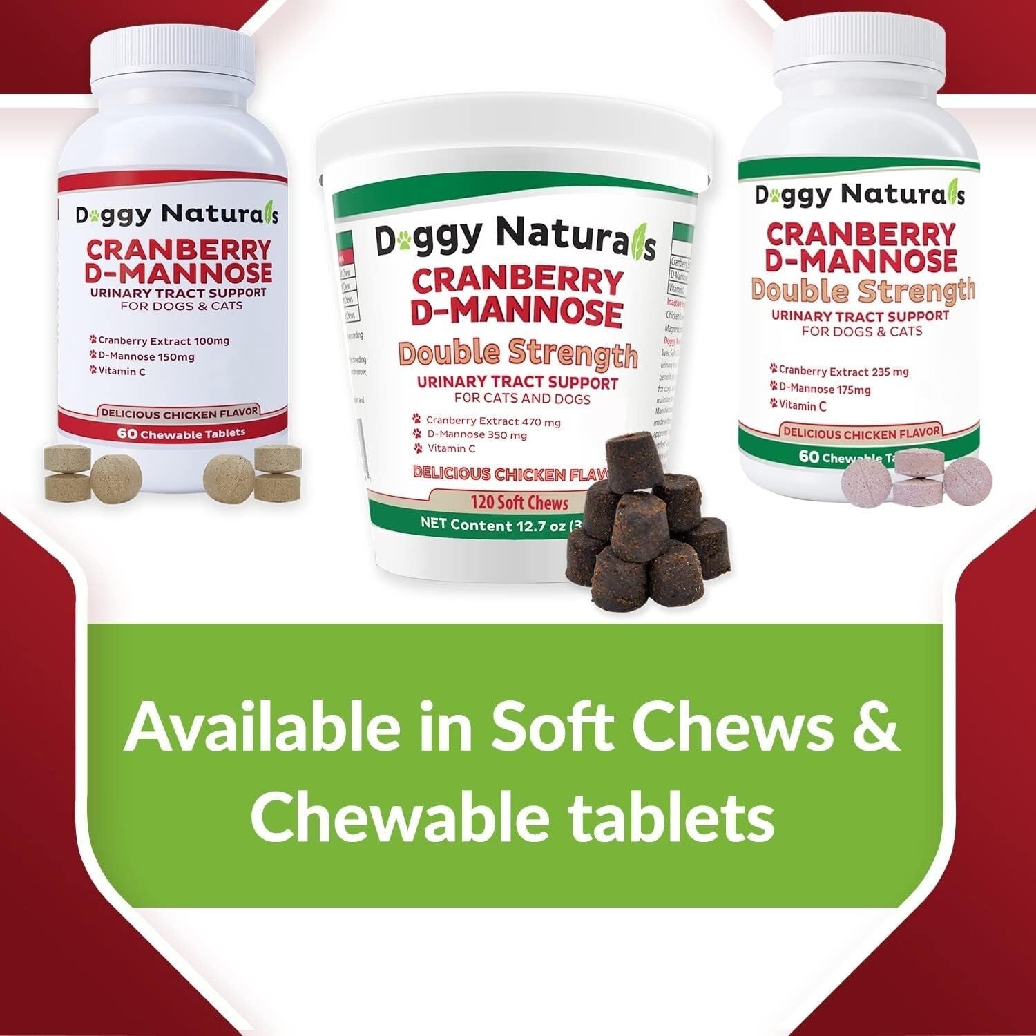 USA-Made Cranberry D-Mannose for Dogs & Cats - 150 Tablets for Urinary Wellness