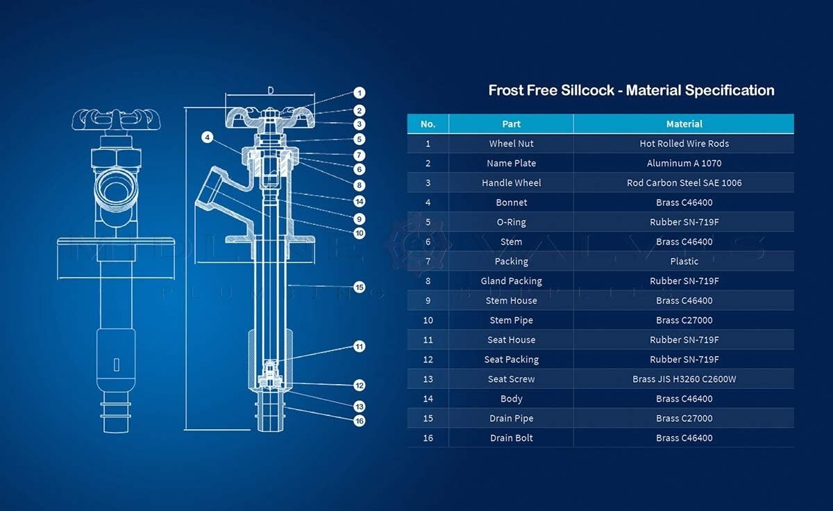 Frost-Free Sillcock Pipe 1/2 Inch PEX & 3/4 Inch Hose Bib - Brass Chrome Finish