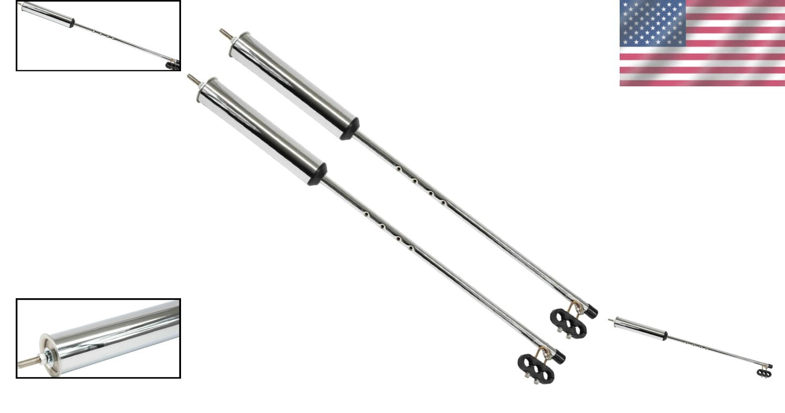 2 Pack 40" Chrome Pogo Stick with Clamp for Air & Electric Line Management