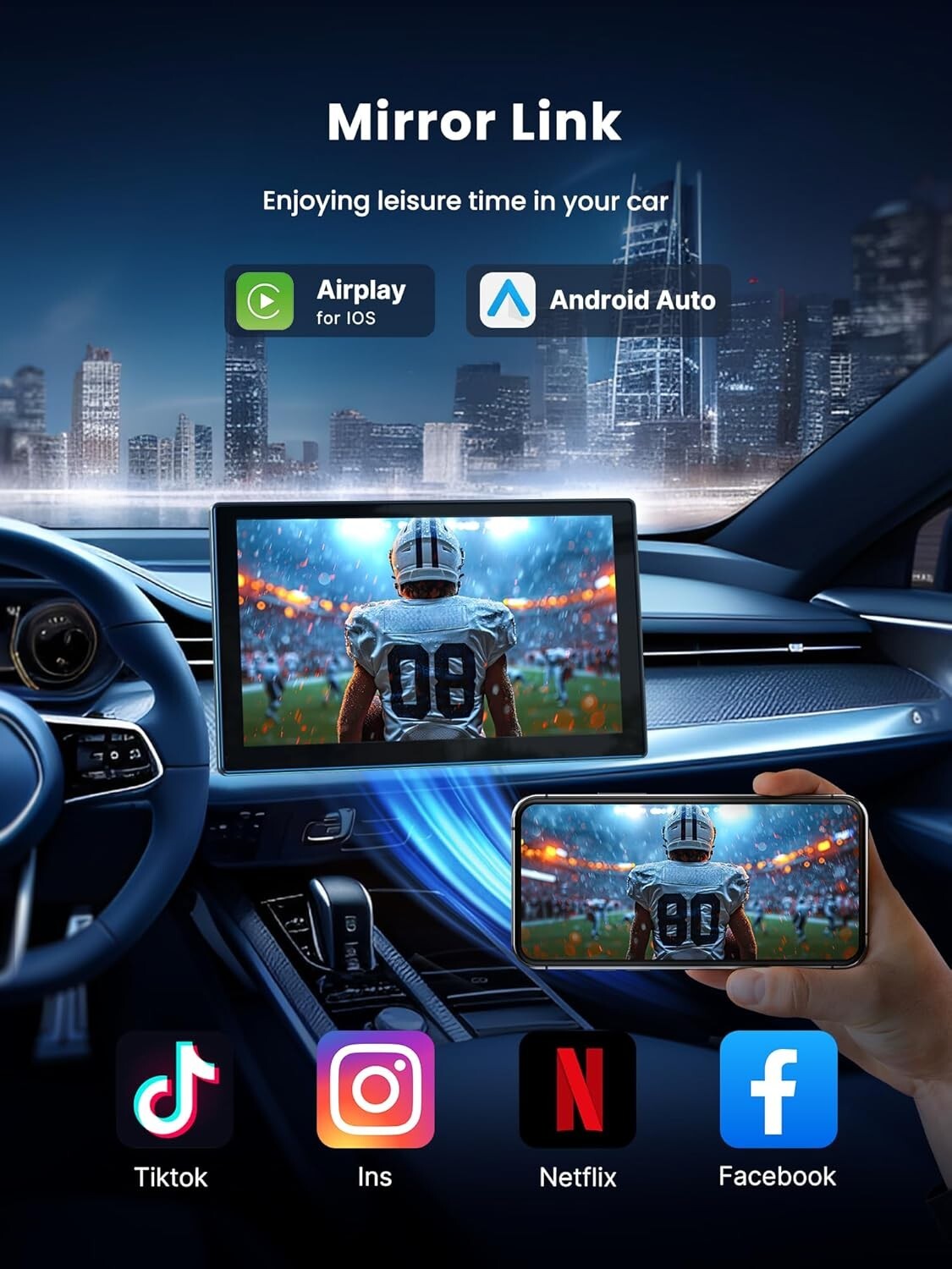 9-Inch Touchscreen Carplay Screen & Dash Cam - Seamless Smartphone Integration