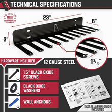 Load image into Gallery viewer, Omega Gym Wall Organizer: 23-Inch Heavy-Duty Rack for Ultimate Gear Storage