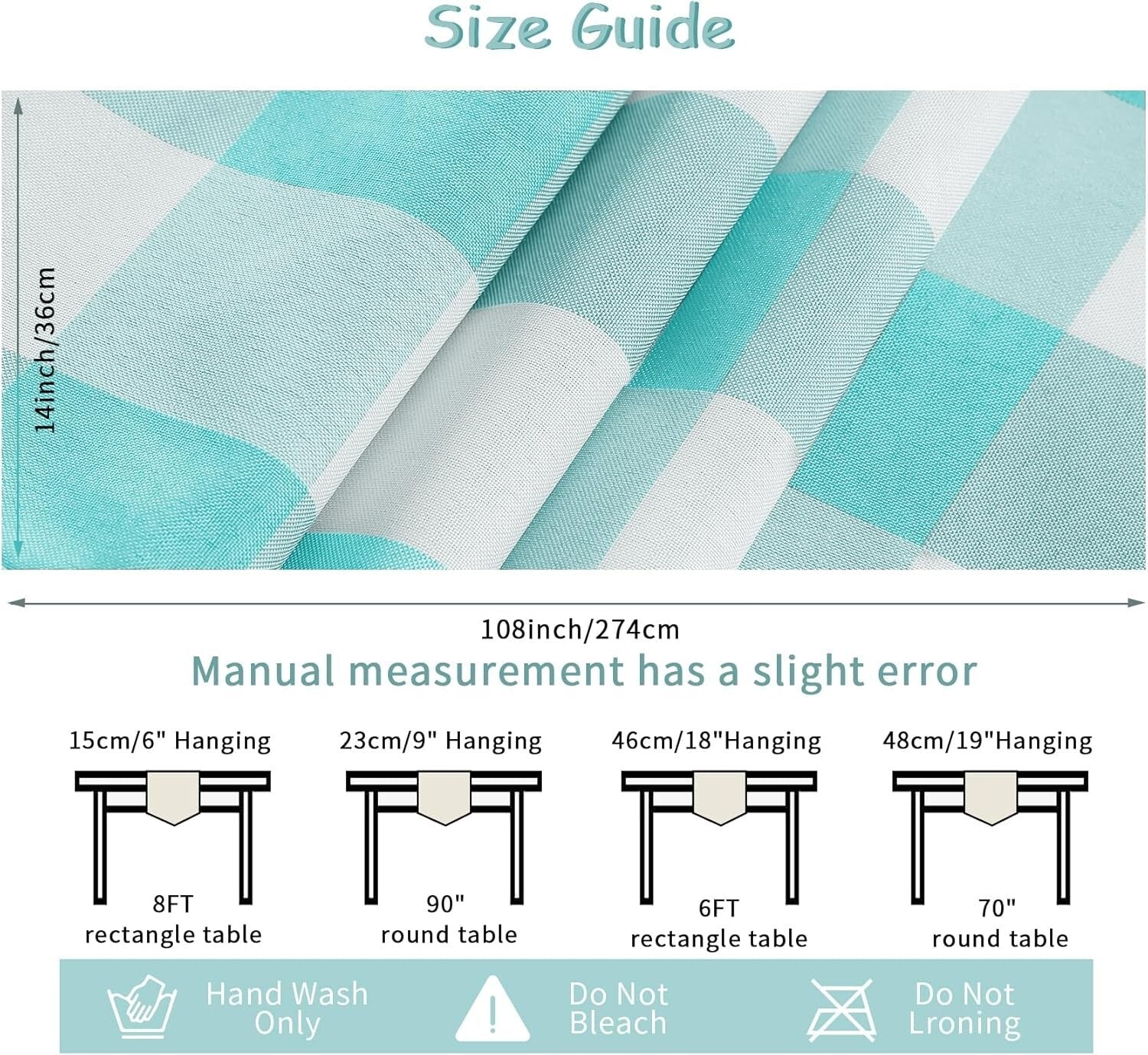 Versatile Aqua Checkered Table Runners - 12-Pack, Ideal for Dining & Weddings