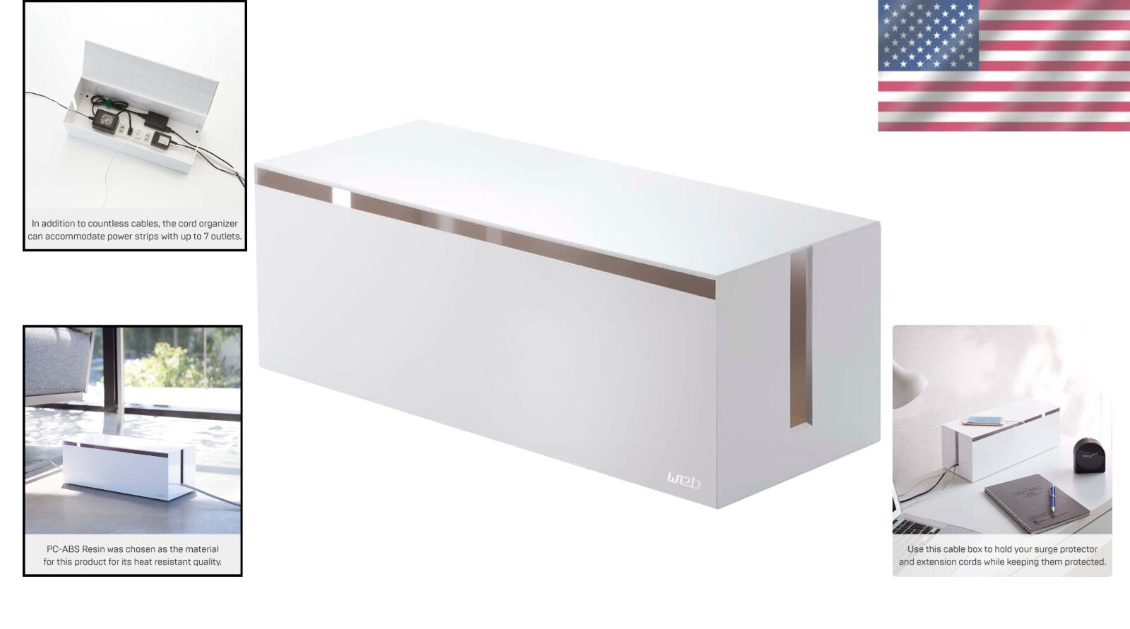 Compact & Elegant Cable Box for Power Strips – Stylish Desktop & Floor Storage