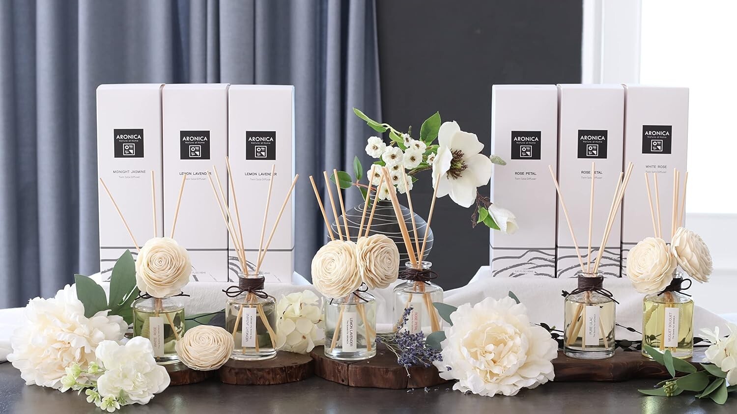 Fresh Cut Lilac Glass Diffuser with Sola Flowers - Luxurious Home Fragrance