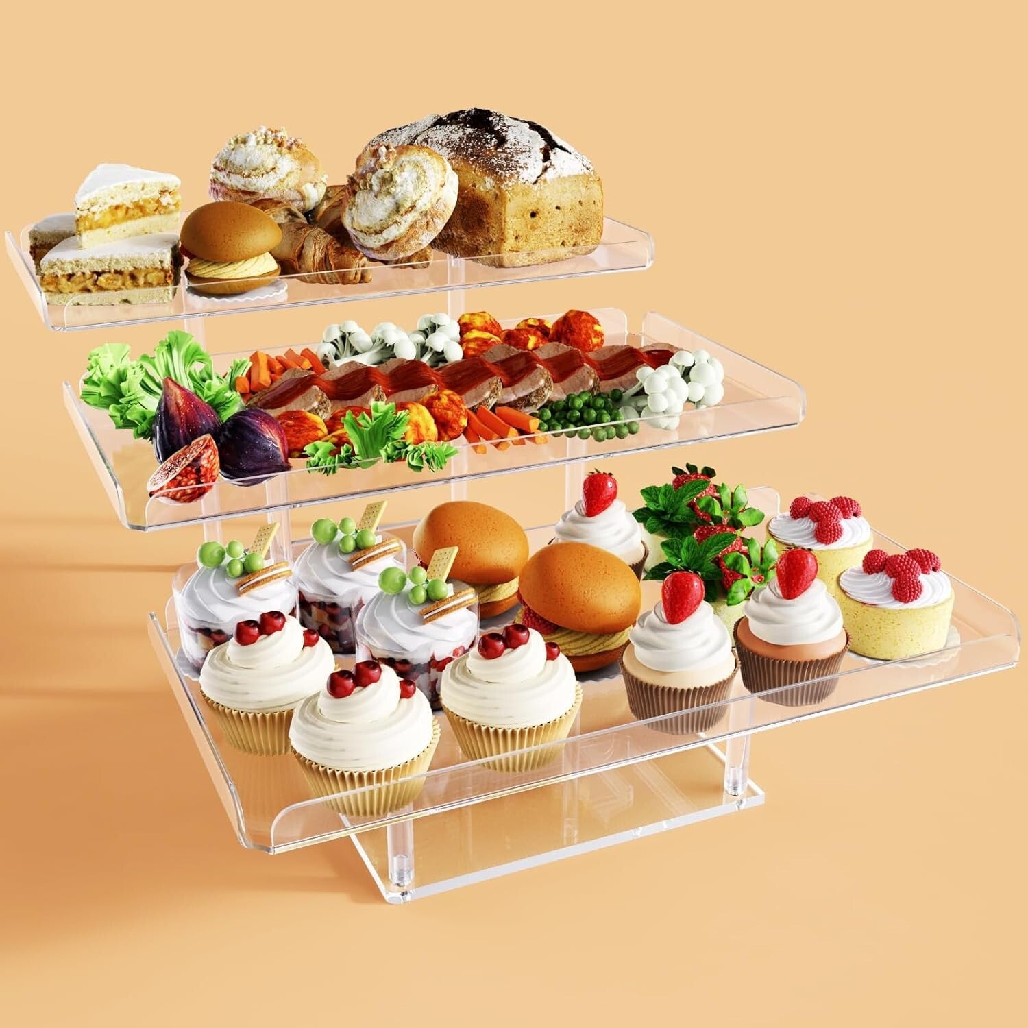 Acrylic Buffet Dessert Risers - 3-Tier Cake Stand for Tea Parties & More