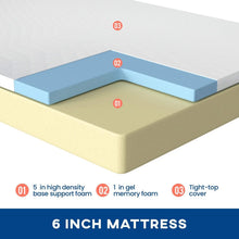 Load image into Gallery viewer, 6-Inch CertiPUR Full Mattress with Gel Memory Foam for a Cool Sleep Experience