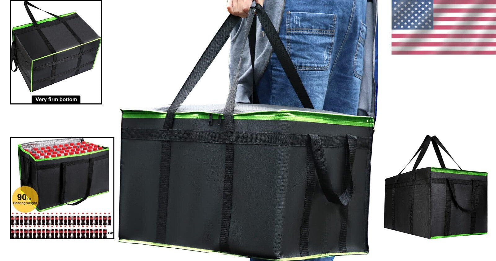 Eco-Friendly 2 Pack Insulated Grocery Shopping Bags - Collapsible & Durable