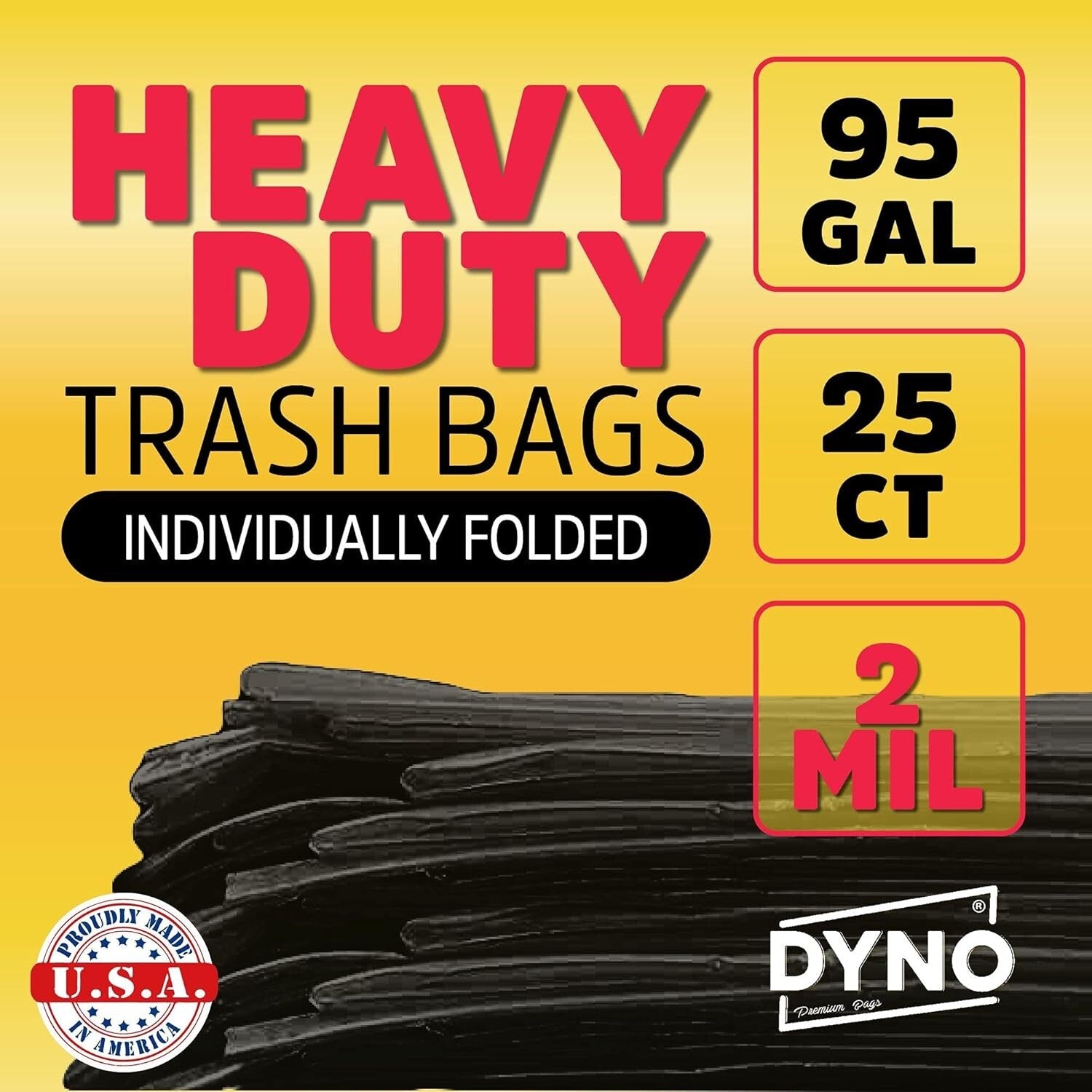 Durable 2 Mil Black Trash Bags - 25 Count for Industrial & Residential Waste