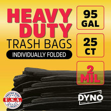 Load image into Gallery viewer, Durable 2 Mil Black Trash Bags - 25 Count for Industrial &amp; Residential Waste