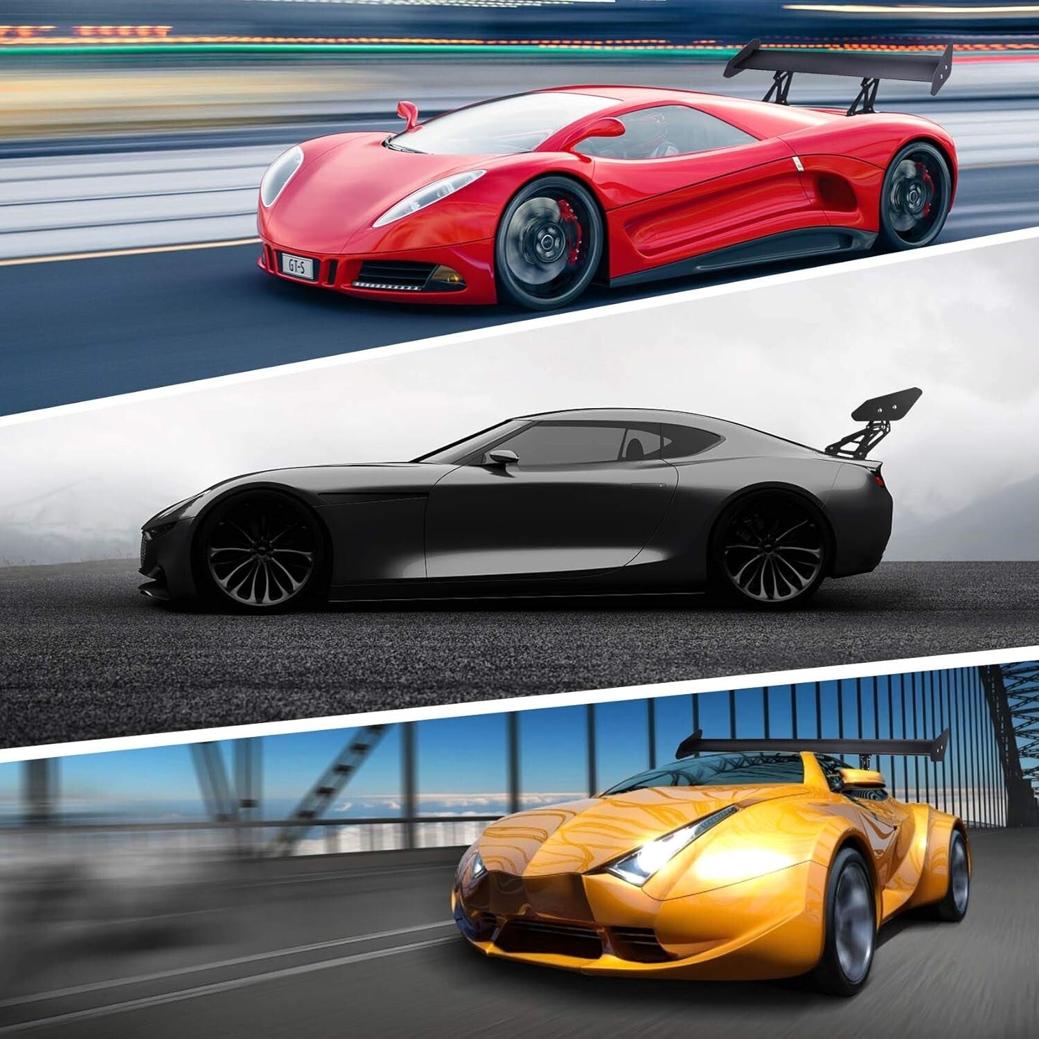 Aluminum Universal Rear Wing - Lightweight, Aerodynamic & Adjustable 43.3 Inch