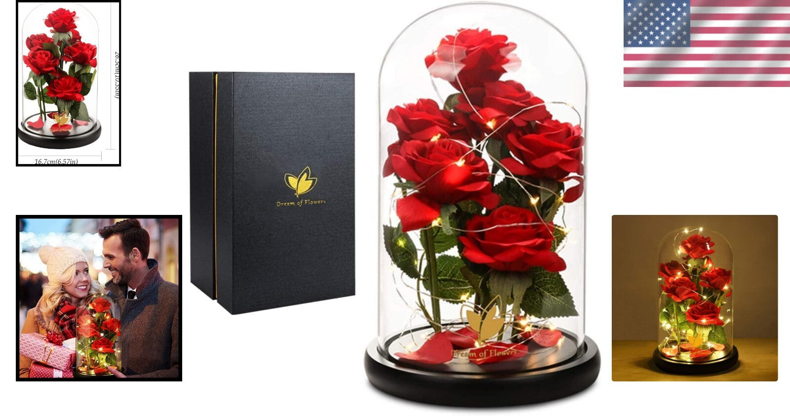 Sophisticated Silk Rose with LED Dome - Ideal Birthday and Valentine's Gifts
