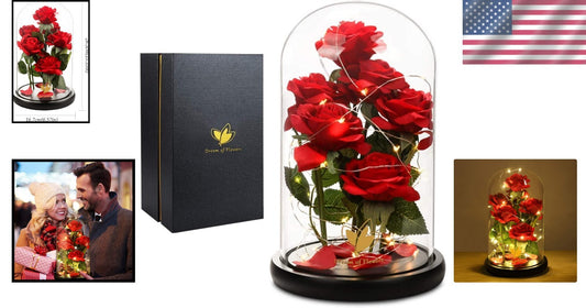 Sophisticated Silk Rose with LED Dome - Ideal Birthday and Valentine's Gifts