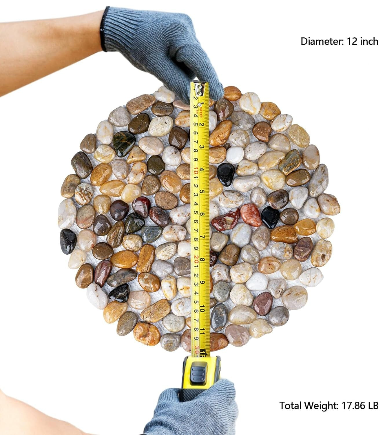 12-Inch Polished River Rock Garden Stepping Stones - Versatile Outdoor Decor