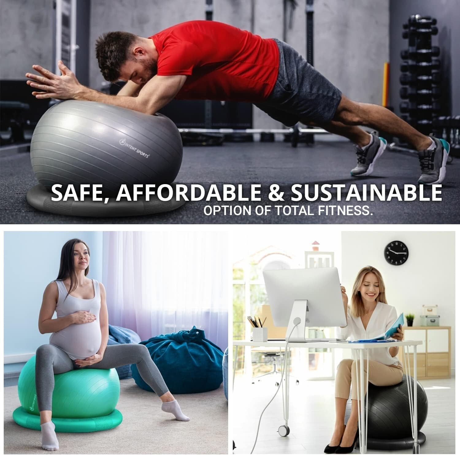 Versatile Fitness Ball Chair – 65 cm Stability Ball for Home Gym & Office Use