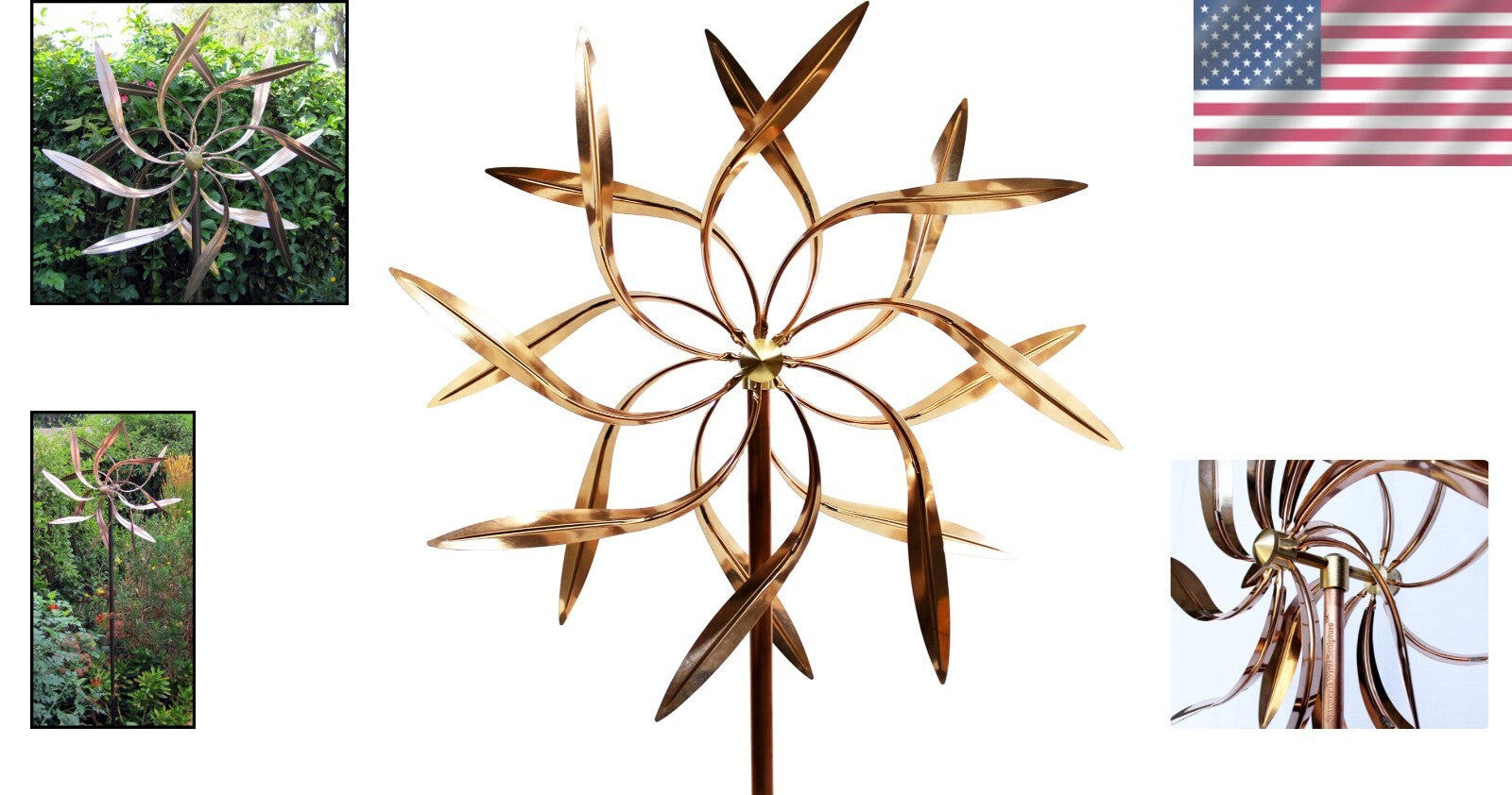 Elegant 72-Inch Kinetic Copper Wind Spinner - Dancing Willow Leaves Art