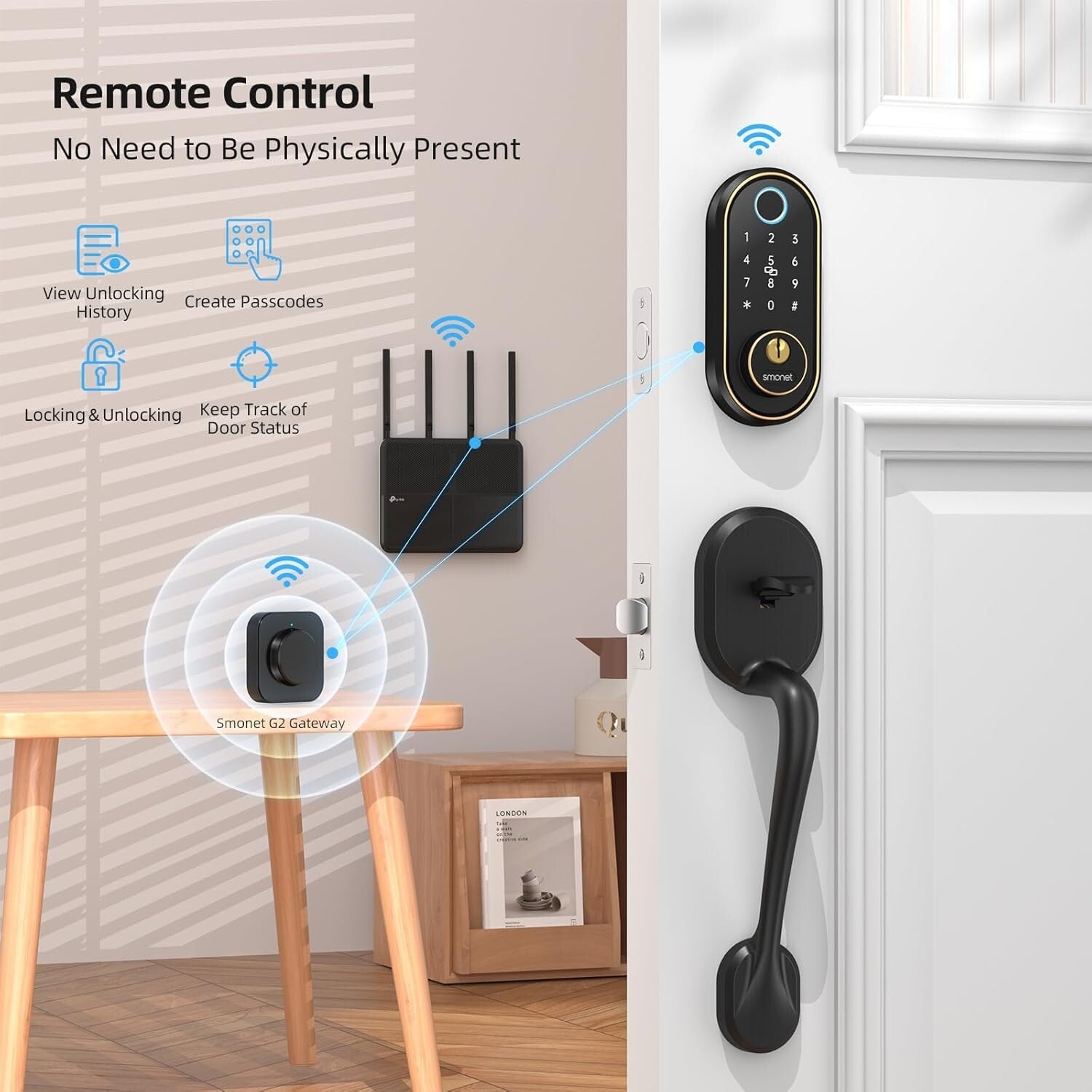 Smart Keyless Entry Door Lock with Fingerprint Recognition & Touchscreen Keypad