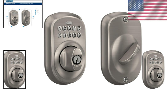 Plymouth Keyless Deadbolt - Illuminated Keypad Entry Lock in Sleek Satin Nickel