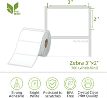 Load image into Gallery viewer, Sharp Print 3" x 2" Direct Thermal Labels – 700 per Roll, Perfect for Barcodes