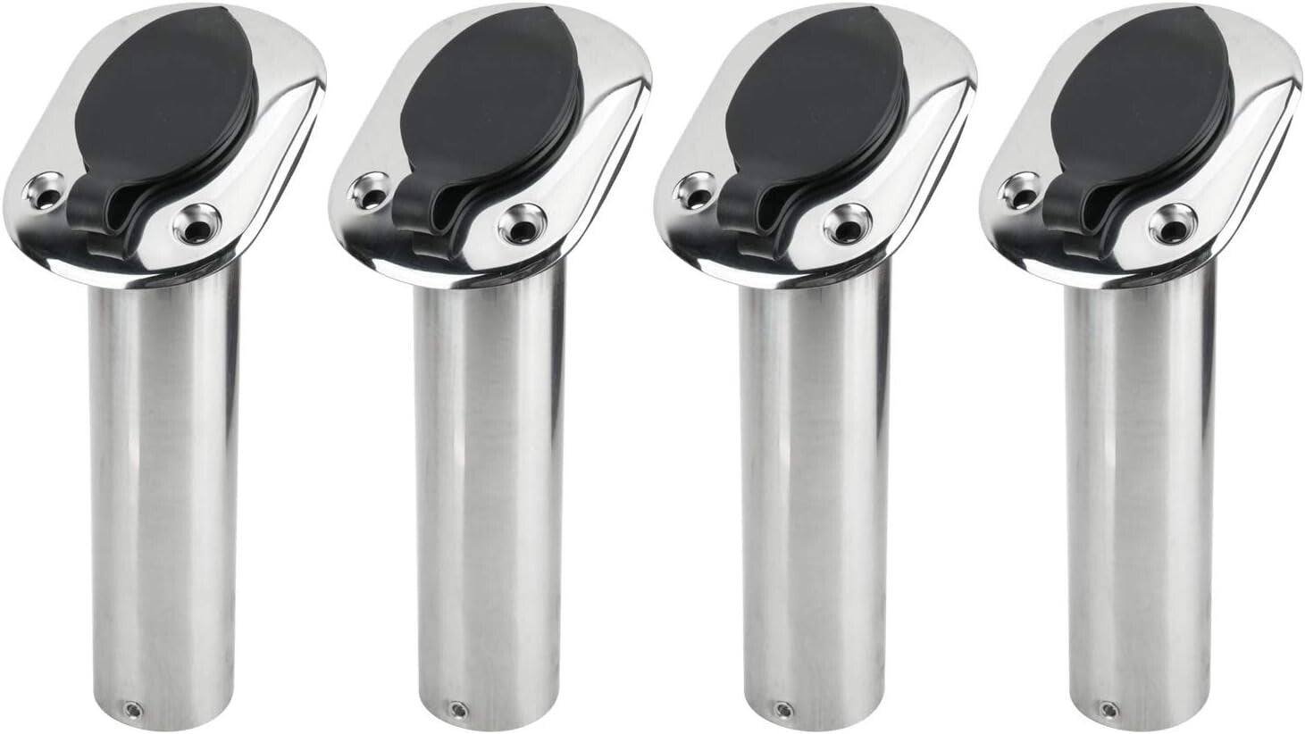 Multi-Angle Fishing Rod Holders - 4-Pack Stainless Steel with Gaskets & Liners