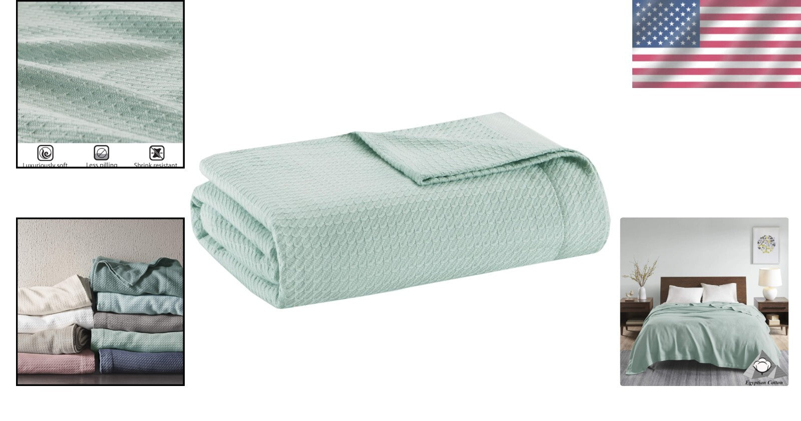Cozy Egyptian Cotton Waffle Knit Blanket – Machine Washable Full/Queen Size