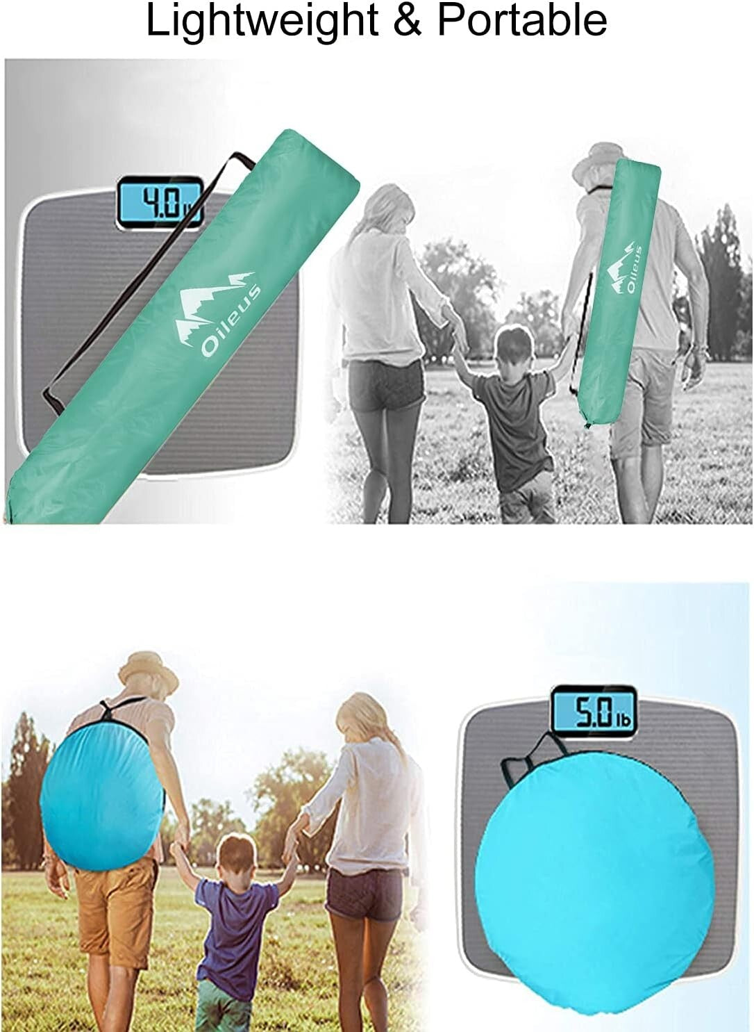 Portable XL Beach Tent with Carrying Bag - Waterproof Sun Shelter for Family Fun