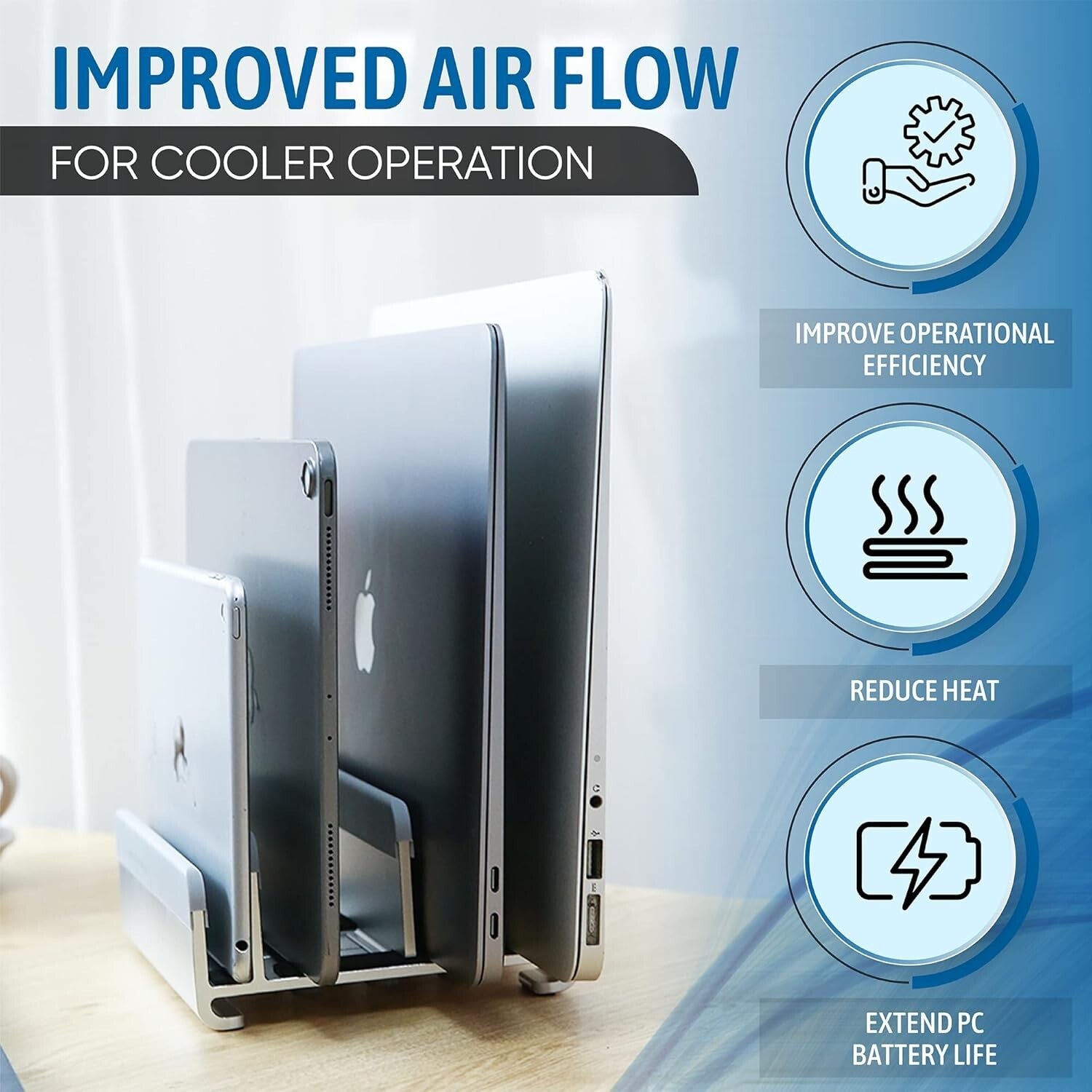 Adjustable Laptop Stand Holds 5 Devices - Modern Design & Tool-Free Adjustment