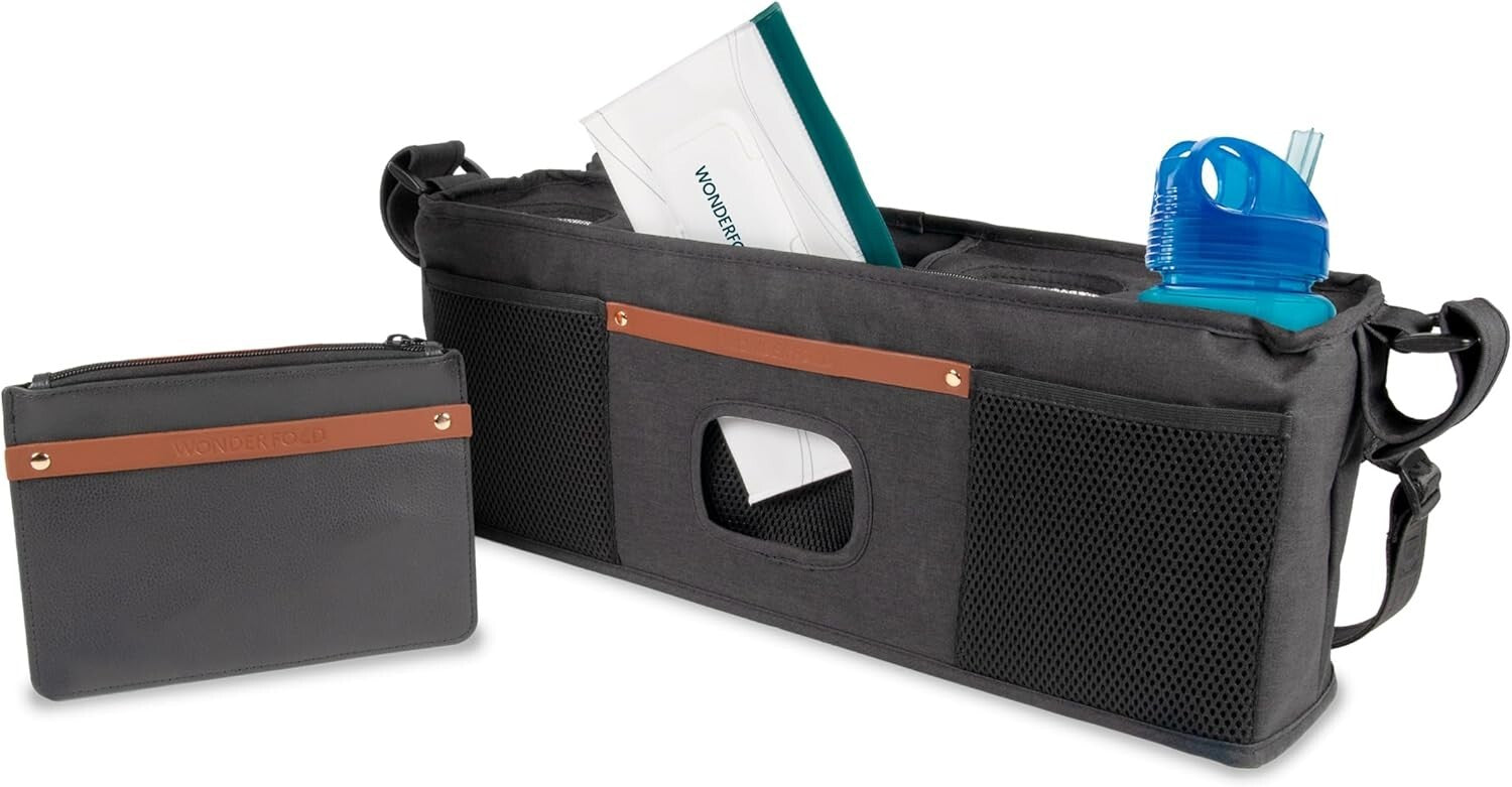 Enhanced Parent Console for Strollers with Baby Wipes Holder & Removable Strap