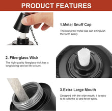 Load image into Gallery viewer, 16 oz Outdoor Torch Canisters with Wicks - Ideal for Lawn and Patio Ambiance