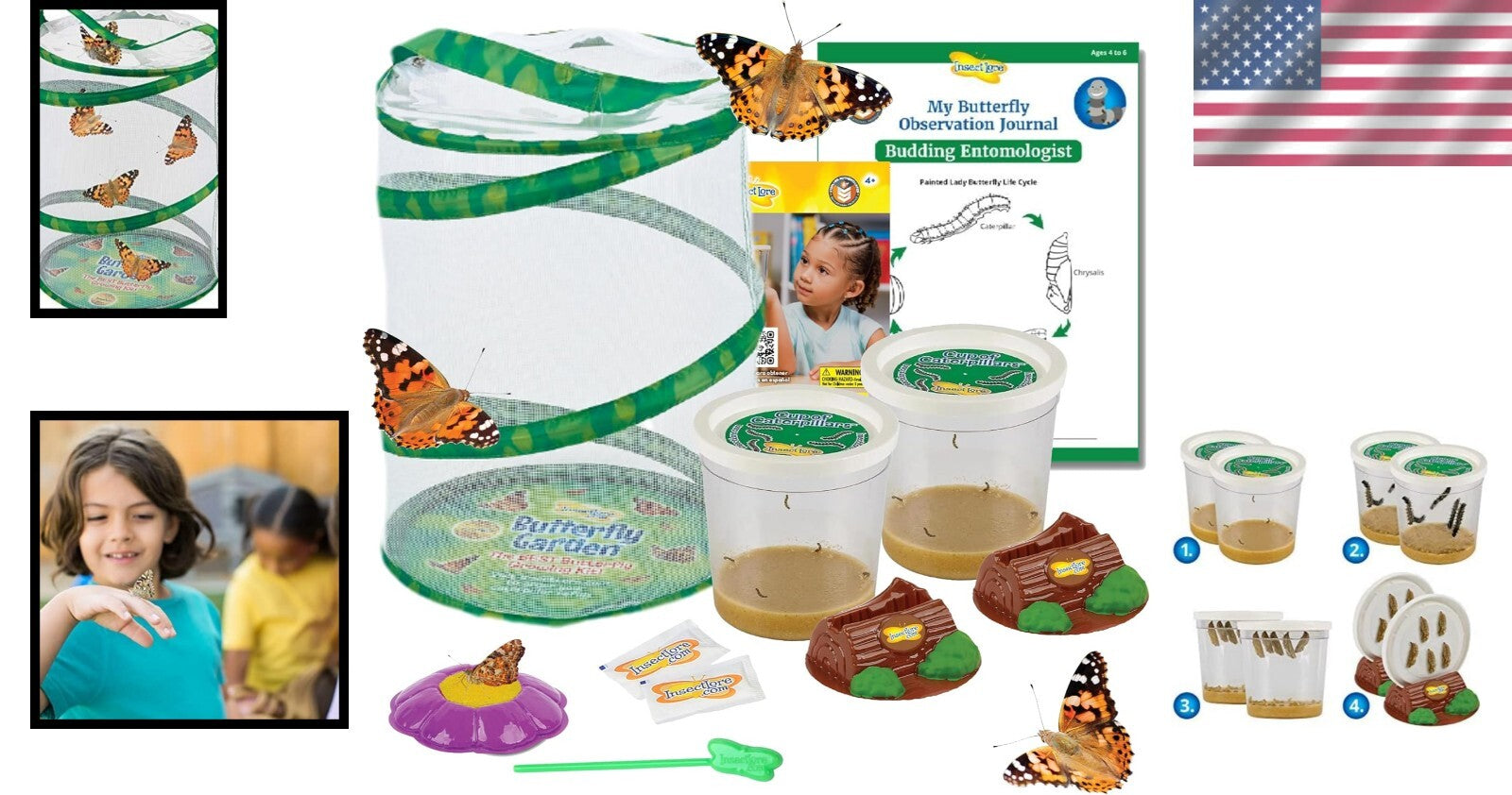Engaging Butterfly Metamorphosis Kit | 10 Caterpillars & 12" Habitat for Kids