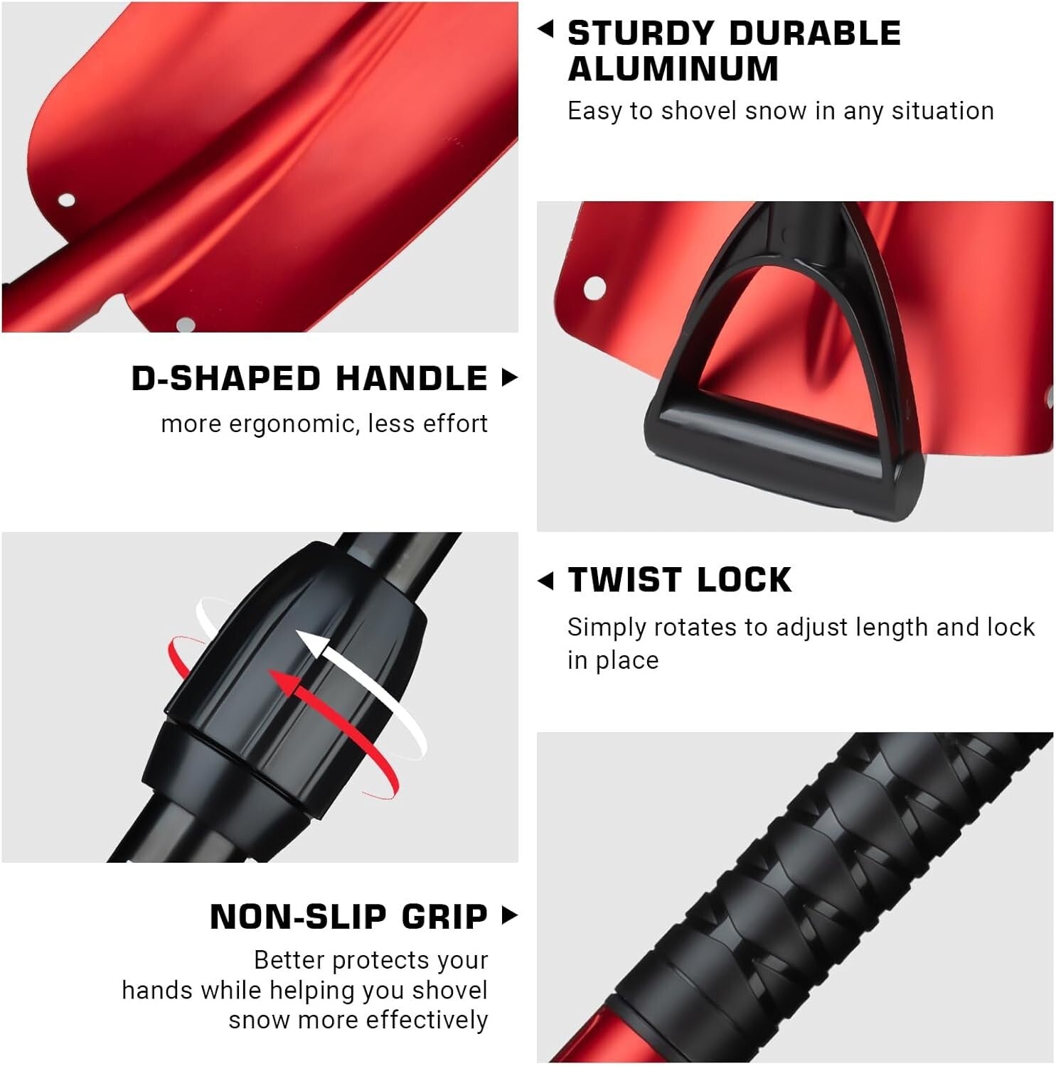 Lightweight 32" to 42" Telescopic Snow Removal Tool - Aluminum & Ice Scraper