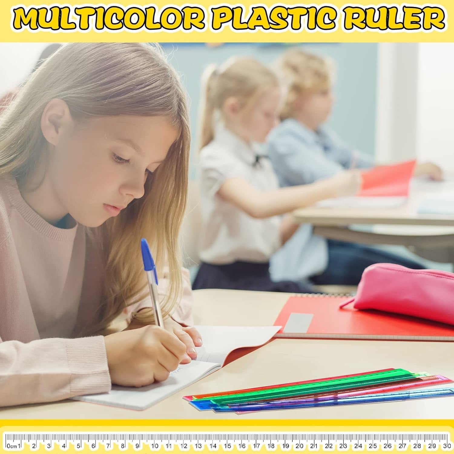 192 Pack Colorful Transparent 12-Inch Rulers for Classroom & Office Supplies