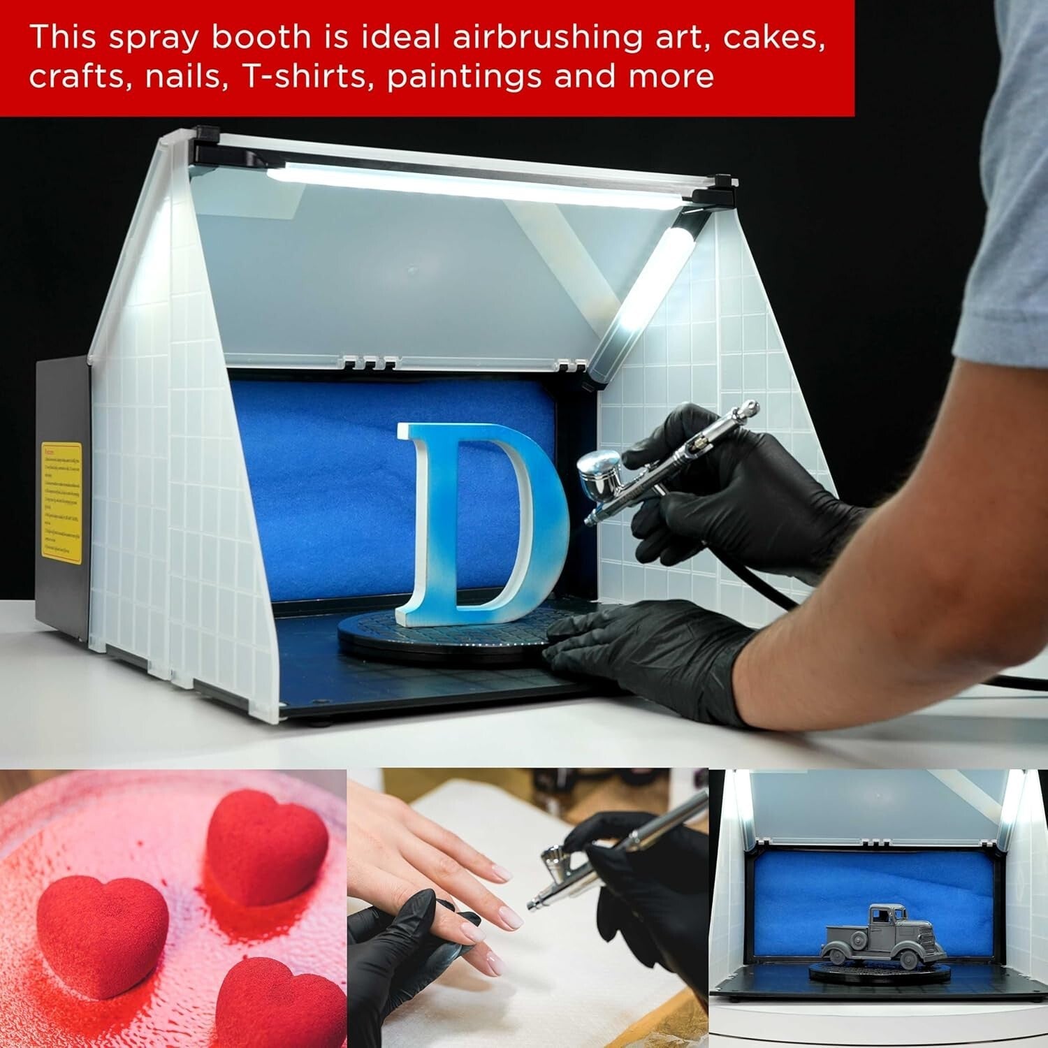 High-Performance Portable Spray Booth with Bright LED Lights & Turntable Access