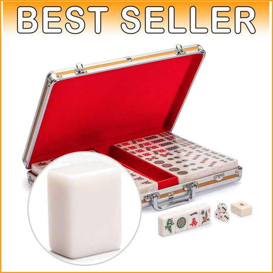 Deluxe Chinese Mahjong Set - 146 Tiles, 3 Dice, Wind Indicator in Portable Case