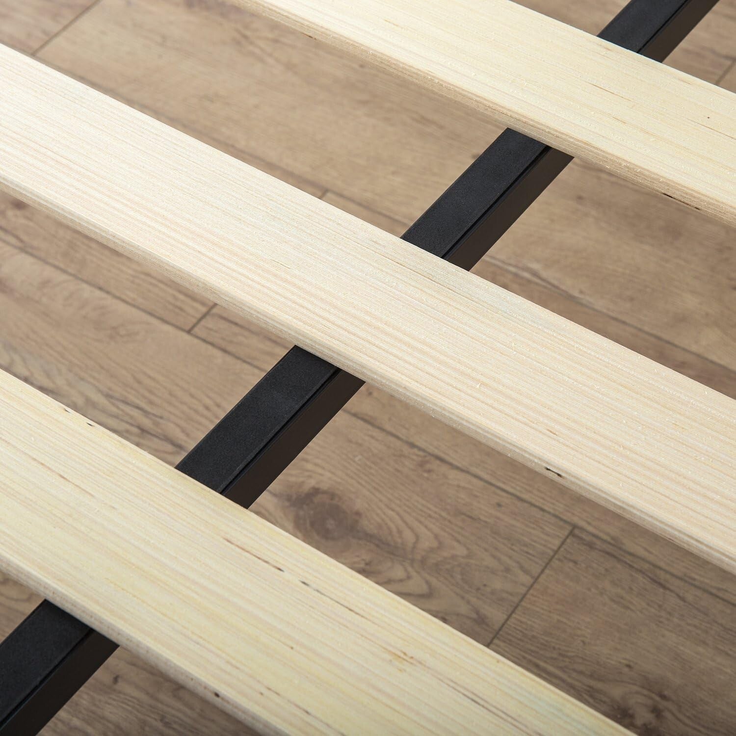 Trisha 7-Inch Queen Metal Platform Bed Frame with Wood Slat Support - Black