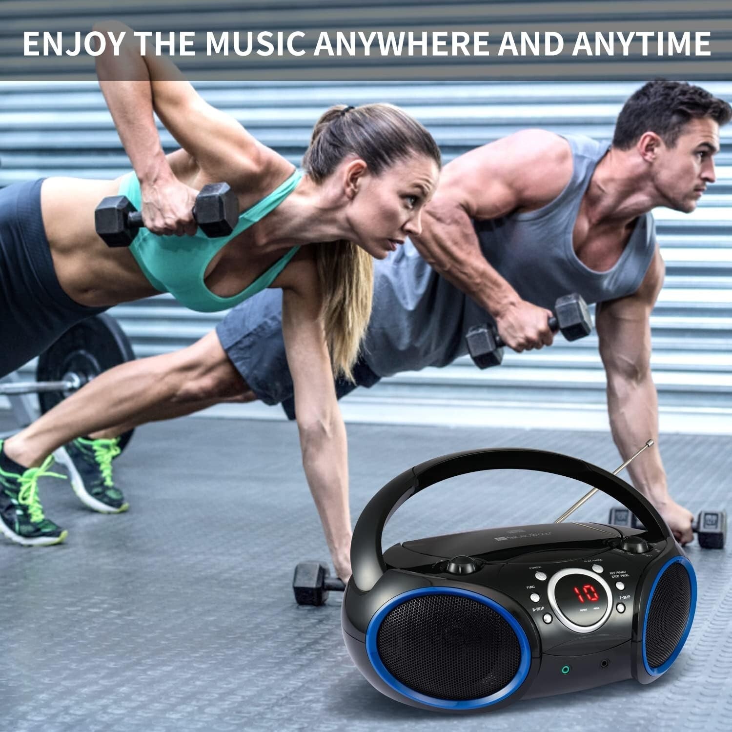 030C Portable CD Player Boombox with AM/FM Radio & Aux for Easy Connectivity