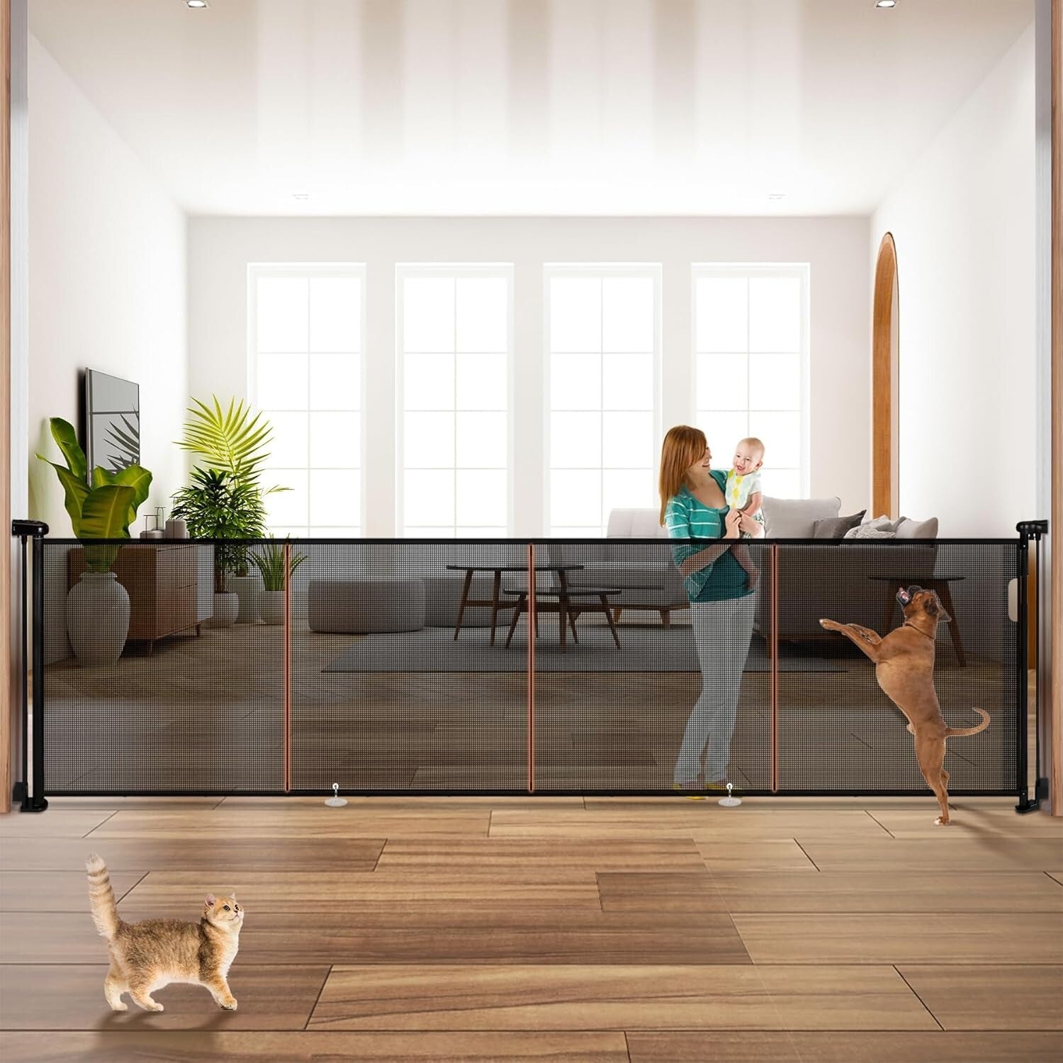 Scratch-Resistant 160" Retractable Baby Gate - Extra Tall for Secure Home Safety