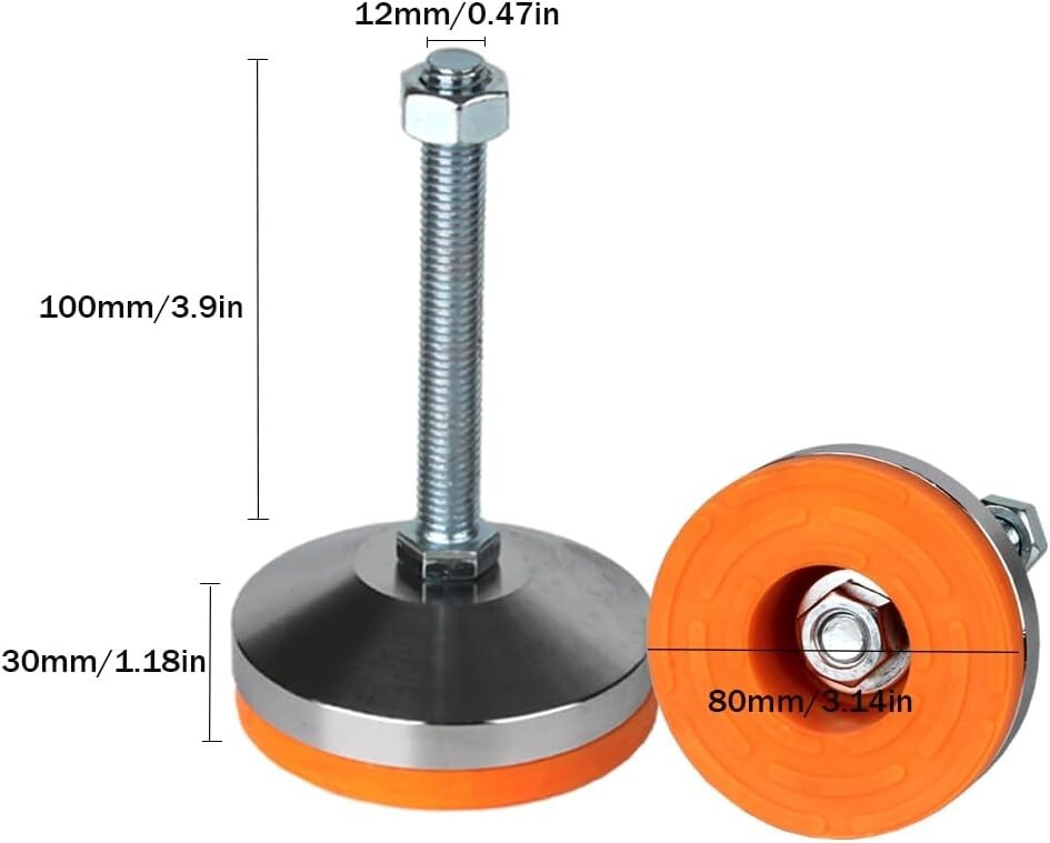 M12 Threaded Heavy Duty Leveling Feet - Chrome Finished for Stability and Style